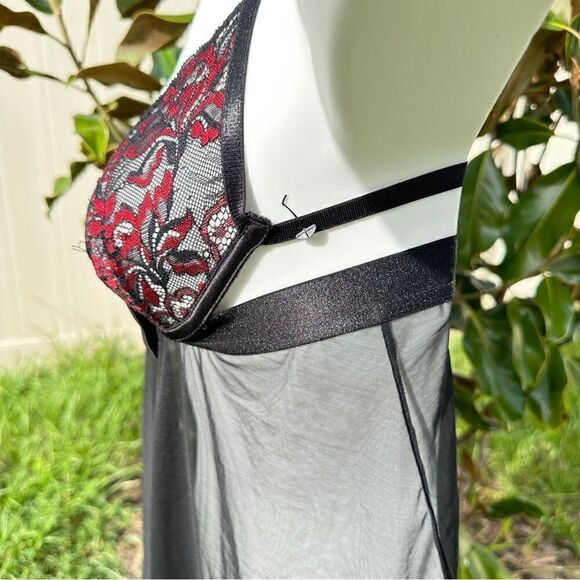 NWOT Yandy sheer black underwire chemise bow ribbon Sz S/M lingerie bondage - Picture 5 of 7